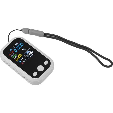 Moniteur de qualité de l'air 5 fonctions : multifonctionnel, intelligent, portable, mesure le CO2, l'humidité et la température pour une utilisation en intérieur (blanc) (1/5)