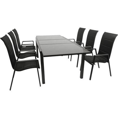 Garnitur TORINO 7-teilig, Alu + Glas + Kunstgewebe schwarz (1/5)