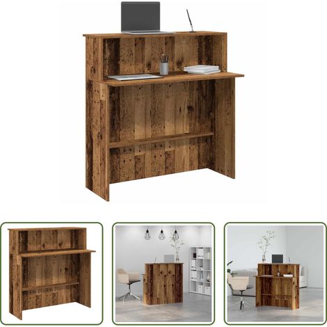 vidaXL Tresen mit Regal - Empfangstheke Altholz-Optik 100x50x103,5 cm Holzwerkstoff (1/5)