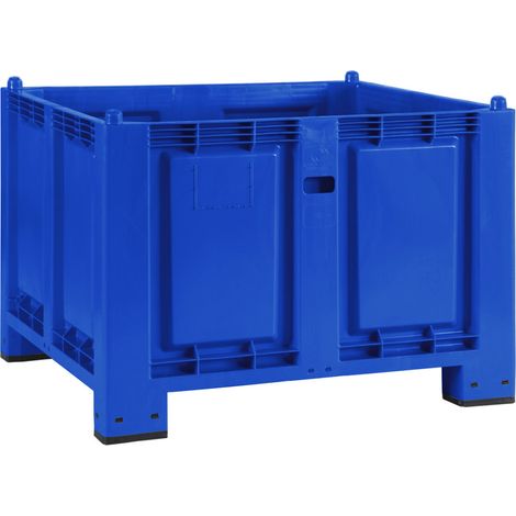 BRB Palettenbox mit 4 Füßen, LxBxH 1200x800x850 mm, blau, Boden/Wände geschlossen. Tragkraft 500 kg (1/2)