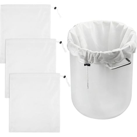 Lot de 3 Sac de Filtration pour Brassage 66 56, Grand Sac Brassage Sacs Filtrants Blancs en Maille Fine avec Cordon, Réutilisable, Brew Bags pour Vin, Bière, Filtre à Fruits, Lait Végétal (1/5)