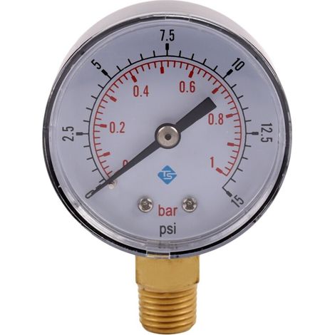 Manomètre Pression Eau 50mm 0-1 Bar 1/4 Pouce NPT Fil -50-15 Psi