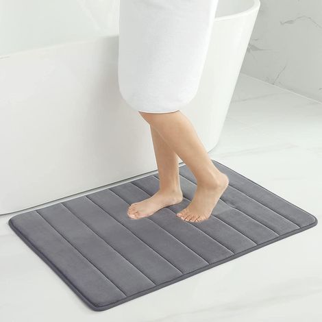 Homaxy Tapis de salle de bain épais en mousse à mémoire de forme, 60 x 90 cm, gris foncé (1/5)