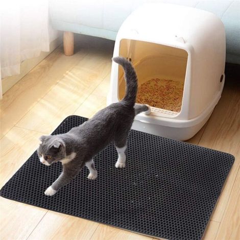 Tapis Litière Chat Bac à Litière pour Chats, EVA Imperméable,Double Couche en Nid d'abeille Design 30x30cm (1/3)