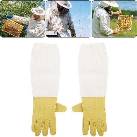 Gants d'Apiculteur Anti-Piqûres Manches Longues XXL, Protection Intégrale Mains et Bras pour Apiculture Professionnelle (1/5)