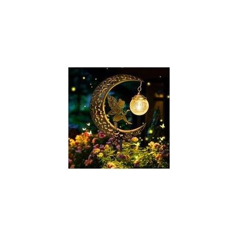 BRICOOMARKET Lampes Solaires de Jardin, Fée Decoration Jardin Exterieur, Métal Lune LED Boule de Verre Lumière Solaire Exterieur, IP65 Étanche, Lampe solaire pour Chemin, Pelouse, Patio, Balcon, Deco (1/5)