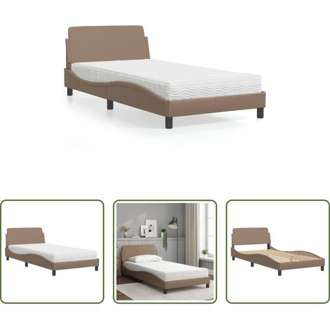 Matelas en mousse -  Lit avec matelas Dover cappuccino 100x200 cm similicuir (1/5)