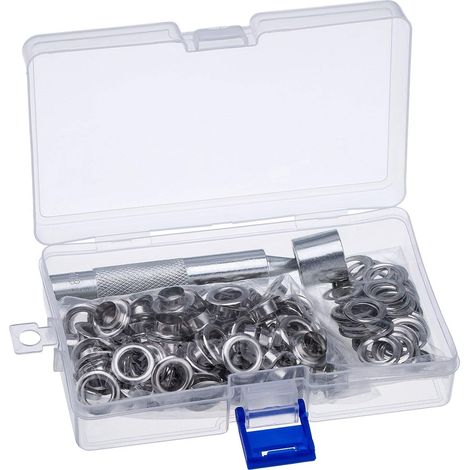 Kit De Passants Métalliques - 100 Pièces Ø12 mm - Pour Bâche Toile Tente Auvent Cuir Denim - Avec Poinçon Et Mandrin (1/5)