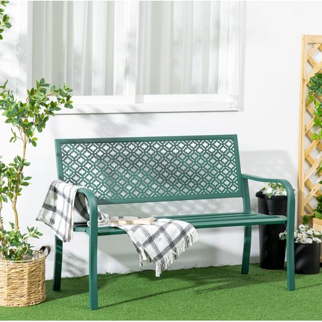 siège chaise jardin 2 places acier 127 cm vert HAVRYA (1/5)
