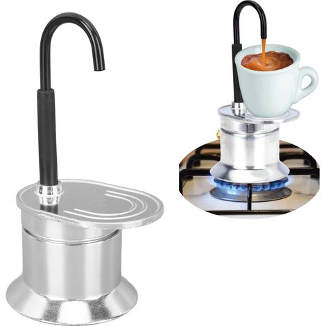 Italienische Moka-Kaffeemaschine mit einem Rohr, 1 Tasse (50 ml), Ausguss aus Aluminiumlegierung, ideal für Gartenpartys und Reisen. (1/5)