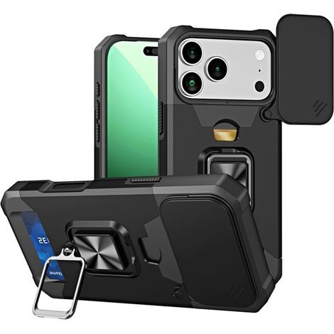 BelleRise - Coque de protection robuste et résistante aux chutes, avec béquille métallique et porte-carte — Compatible iPhone 17 Pro Max (1/5)