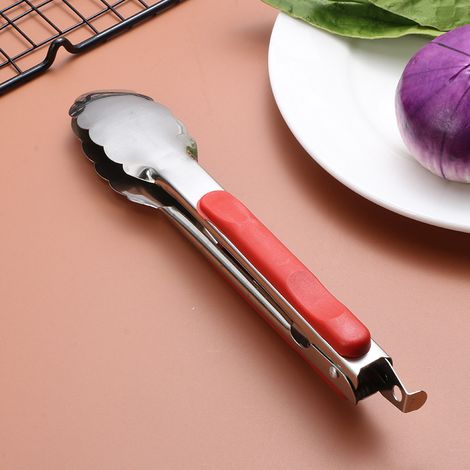 Pince de cuisine - Hygiénique - Acier inoxydable - Plastique - 23 x 43,5 x 1,5 cm - Pince pour barbecue - Rouge - Unité (1/3)