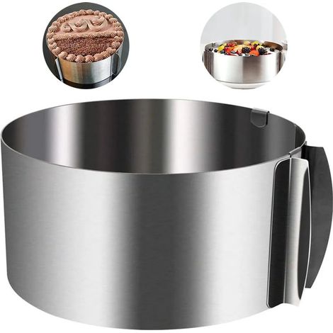 Cercle à gâteau à diamètre ajustable de 16 à 30 cm, en acier inoxydable argenté (1/5)