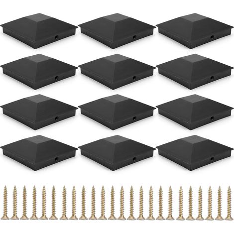 Lot de 12 capuchons de poteau de clôture en bois résistants aux intempéries avec vis, antirouille pour l'extérieur Vis incluses pour une installation sûre et facile. Parfait pour les jardins, les ter (1/5)