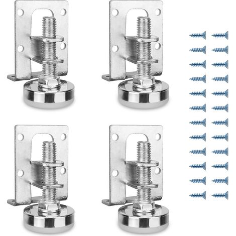 Lot de 4 Pieds de Meuble, RéGlables en Hauteur, Pieds de Nivellement RéGlables en Acier, Profil Carré : 40 X 50 Mm, Hauteur RéGlable 11-27 Mm, pour Table de Chevet, Meuble à Chaussures (1/5)