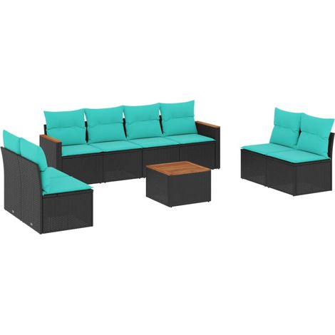 Maison Exclusive - 9-teiliges Gartensofa-Set mit Kissen, schwarze (1/5)