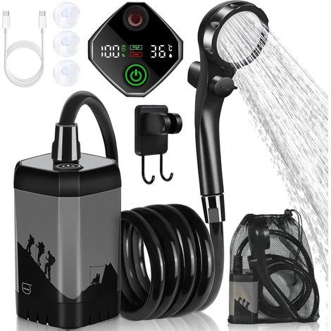 Douche Camping transportable Pompe Rechargeable pour Douche électrique de jardin avec Affichage (1/5)