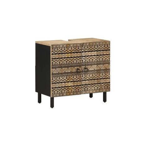 Armoire lavabo de salle de bain noir bois massif de manguier