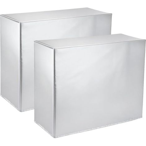 Lot de 2 housses de protection pour climatiseur extérieur - 76,2 x 25,4 x 55,9 cm - Revêtement en polyester imperméable et anti-poussière - Pour unité de climatisation extérieure - Argenté (1/5)