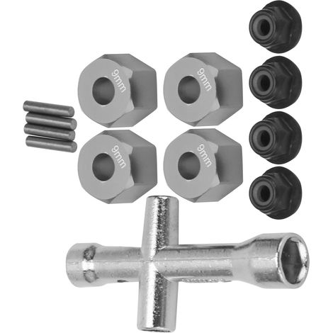 Adaptateur de moyeu hexagonal 12mm pour modèles RC 1/10, écrous de blocage M4 en titane avec clé Allen, épaisseur 9mm (1/5)