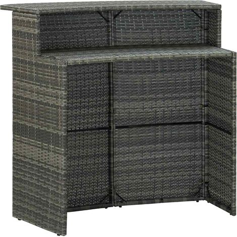 Maison Exclusive - Mesa alta de jardín ratán sintético gris 120x5 (1/5)