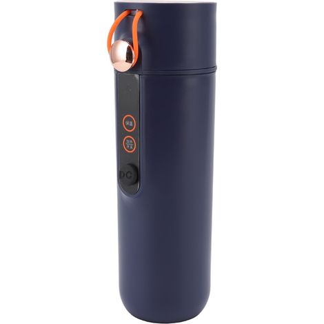 Mug chauffant 460 ml, isolation thermique 12 h, acier inoxydable, idéal pour les voyages et la voiture, compatible allume-cigare, 12 V/24 V, bleu foncé (1/5)