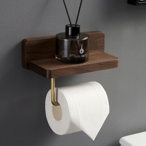 1 porte-rouleau en bois, porte-serviettes, porte-mouchoirs, porte-serviettes, porte-papier toilette en bois, porte téléphone, porte-mouchoirs, porte-papier toilette (1/4)