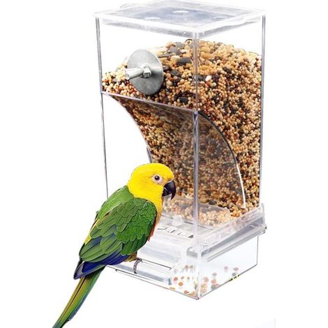 Automatique Mangeoire Oiseaux Cage en Acrylique Transparent Bird Feeder Clear,Mangeoire Anti Gaspillage Oiseaux,Grande Capacité (1/5)