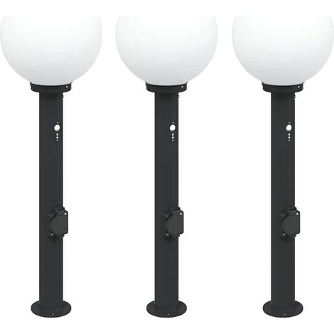 Balizas de luz con sensor y tomacorriente, 3 unidades, 80 cm, color negro, IP44 vidaXL (1/5)