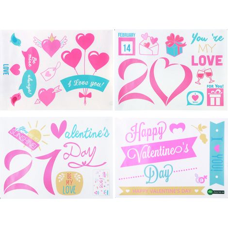 4 pièces Autocollants Muraux Saint-Valentin Décoration Salon Fond Événement Spécial (1/5)
