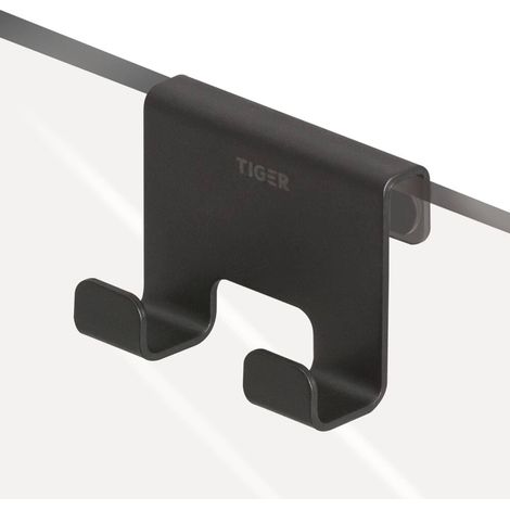 Tiger Caddy Gancio Doccia Cubico, Nero, Gomma in Silicone (SR), BxHxT: 7 x 5 x 3,5 cm (1/4)