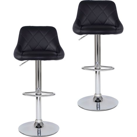 dibea 2er Set Barhocker (Modell 3) mit stufenloser Höhenverstellung, schwarz