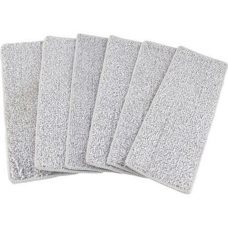 Balai à franges double usage (sec/humide) en microfibre, lavage à plat sans effort, idéal pour le nettoyage des carrelages et autres surfaces. Lot de 6 lingettes bleues. (1/5)