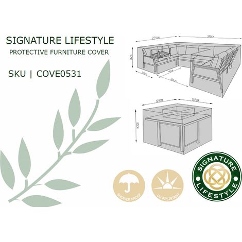 Signature Weave Bettina U Shape Sofa & Firepit Table Outdoor Furniture Set Cover (1/2)