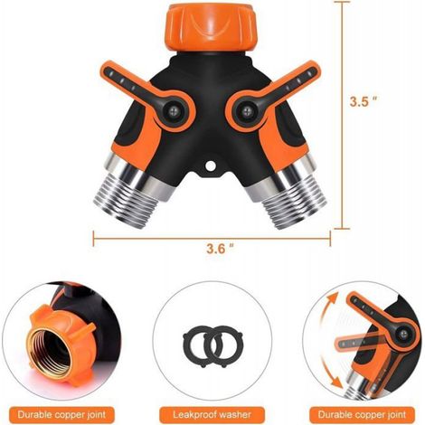 1 pièce Inverseur de tuyau, Caoutchouc, Orange, 2 voies, Arrosage de jardin (1/4)