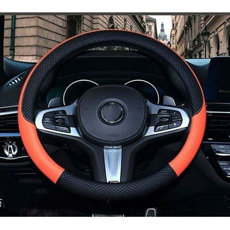 Couvre volant en cuir microfibre Wavy Line Splice X au point orange (1/3)