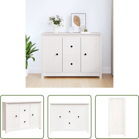 vidaXL Beistelltisch - Sideboard Weiß 100x35x74 cm Massivholz Kiefer (1/5)
