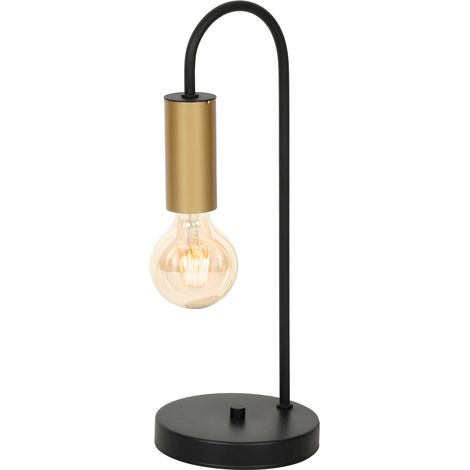 Lampe de table industrielle noire/or Loppe E27 Luminex