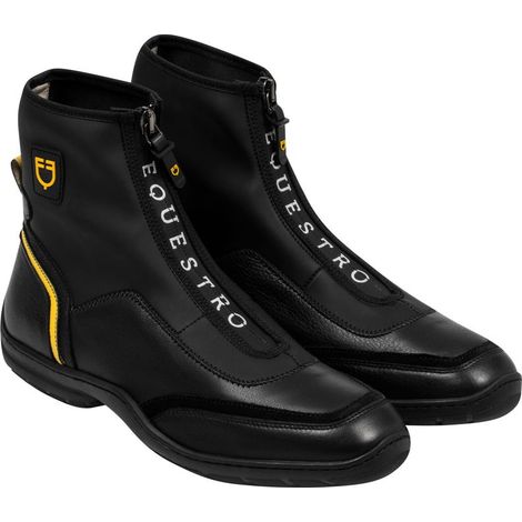 44, Nero: Stivaletto Pluton con fascia elastica centrale e suola sportiva in gomma e zip laterale