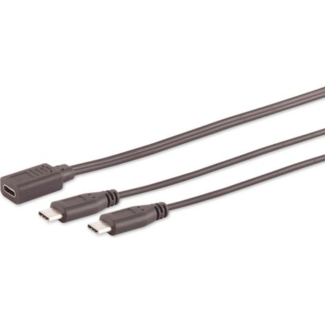 Câble Y USB-C S-IMPULS, 2x USB-C, noir, 0,3 m