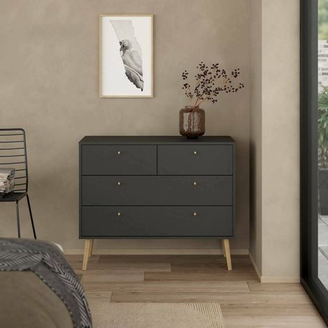 Dmora - Cajonera Pelagie, Cómoda multiusos, Cómoda de dormitorio, Gabinete con cajones, 99x39 h82 cm, Gris (1/5)