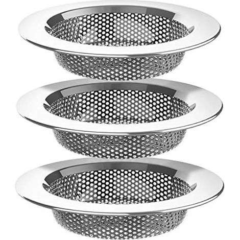 Abflusssieb Spüle Küche Dusche Waschbecken, Spülbecken Küchenspüle Sieb Edelstahl, Außendurchmesser: 11,2 cm, Innendurchmesser: 7,6 cm, Tiefe: 2,2 cm, 3 Stücke (1/5)