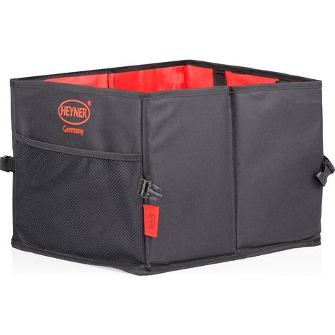 HEYNER® Organizer PRO Kofferraum Tasche Auto Box Autotasche Faltbar Universell verstärkter Boden stabil Schwarz Rot 2 Fächer Klettverschluß-außen (1/5)