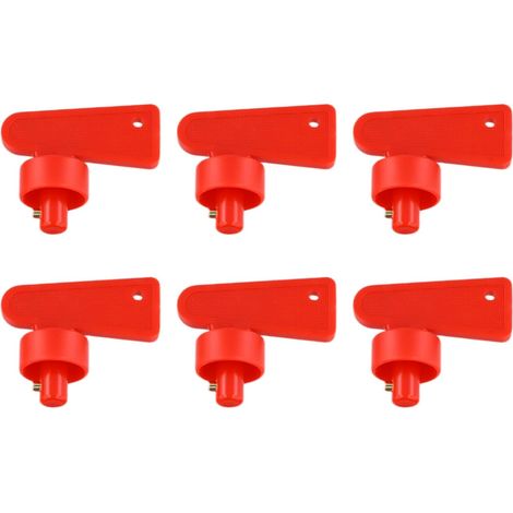 6 x Car Battery Switch Keys, Battery Isolator Switch Key, Battery Cut-Off Key for Boat, Truck, Car, Red (1/5)