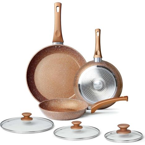 Set de 3 poêles antiadhésives avec couvercles 20/24/28 cm, induction, four, sans PFOA (1/5)