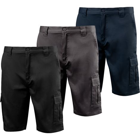 Denver – Schwarze Arbeitsshorts mit mehreren Taschen - M - Grau