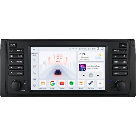 Sistema multimediale per auto, dimensioni dello schermo, compatibilità con smartphone, compatibile con BMW Serie 5 E39 X5 E53 M5 1996-2003, S8, aggiunta telecamera posteriore (1/2)
