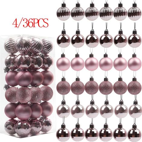 Set mit 36 Weihnachtskugeln (4 cm), festliche Baumdekoration, unzerbrechliche Kunststoffornamente für Geburtstage und Partys. (1/2)
