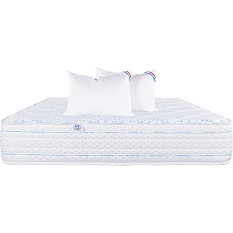 Matelas Thermotec (24 cm),mousse haute densité, ferme, face été/hiver et Oreiller, 160x200cm (1/4)