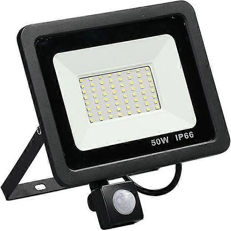 Projecteur LED extérieur 50 W à détecteur de mouvement, étanche IP66, lumière blanche froide 6500 K. (1/4)